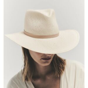 Janessa Leone | Sherman Straw Hat - Cream Tan Wide-Brim Hat - Large